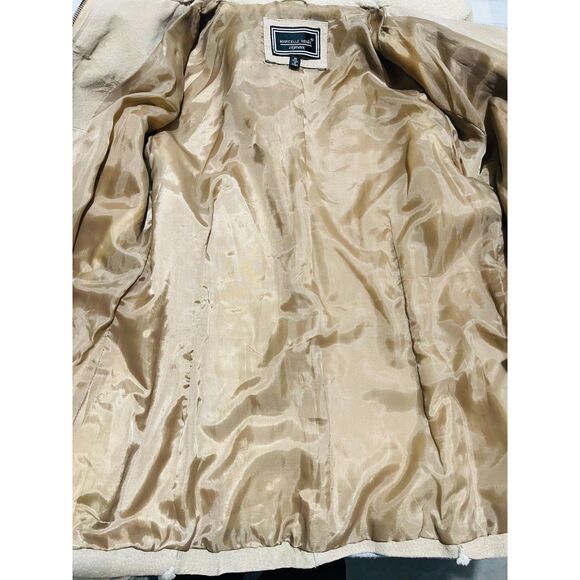 Marcelle Renee leather jacket sherpa suede coat faux tan vtg Y2K country women M - Picture 5 of 12